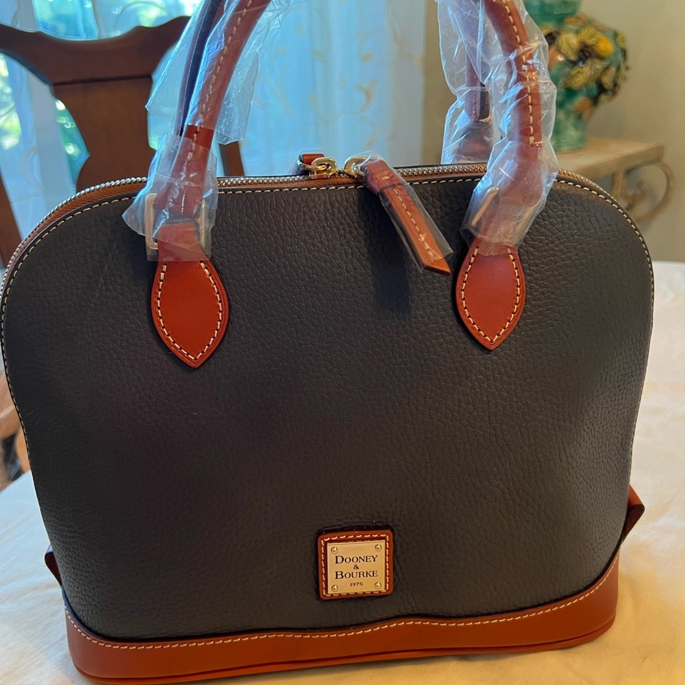 NEW! Dark Grey - Dooney & Bourke Zip Satchel